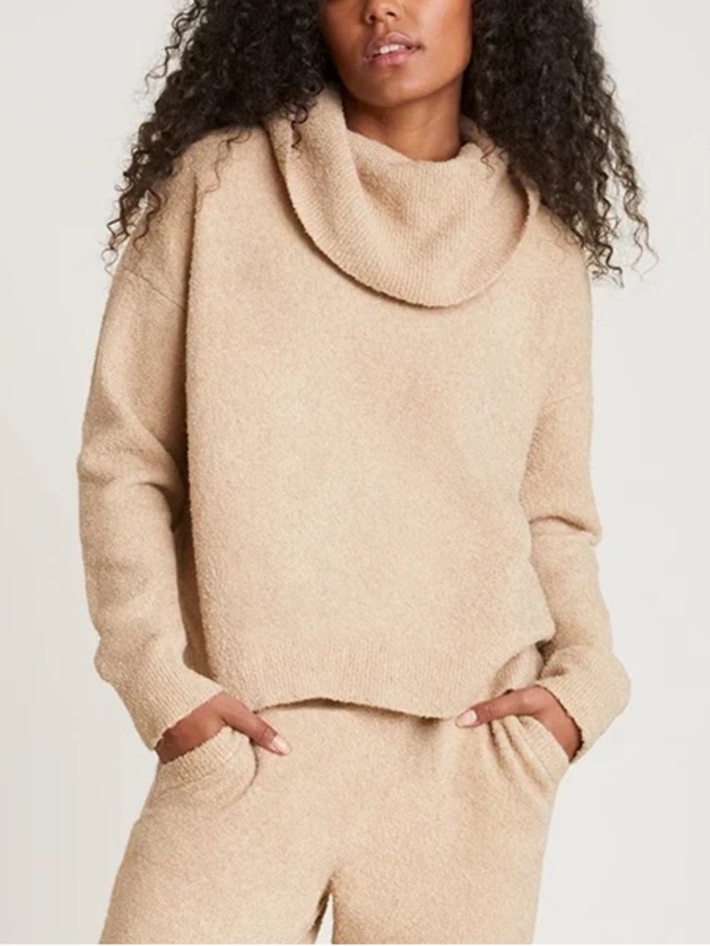 Barefoot Dreams Eco Chic Cozy Cowl Neck Sweater in Camel